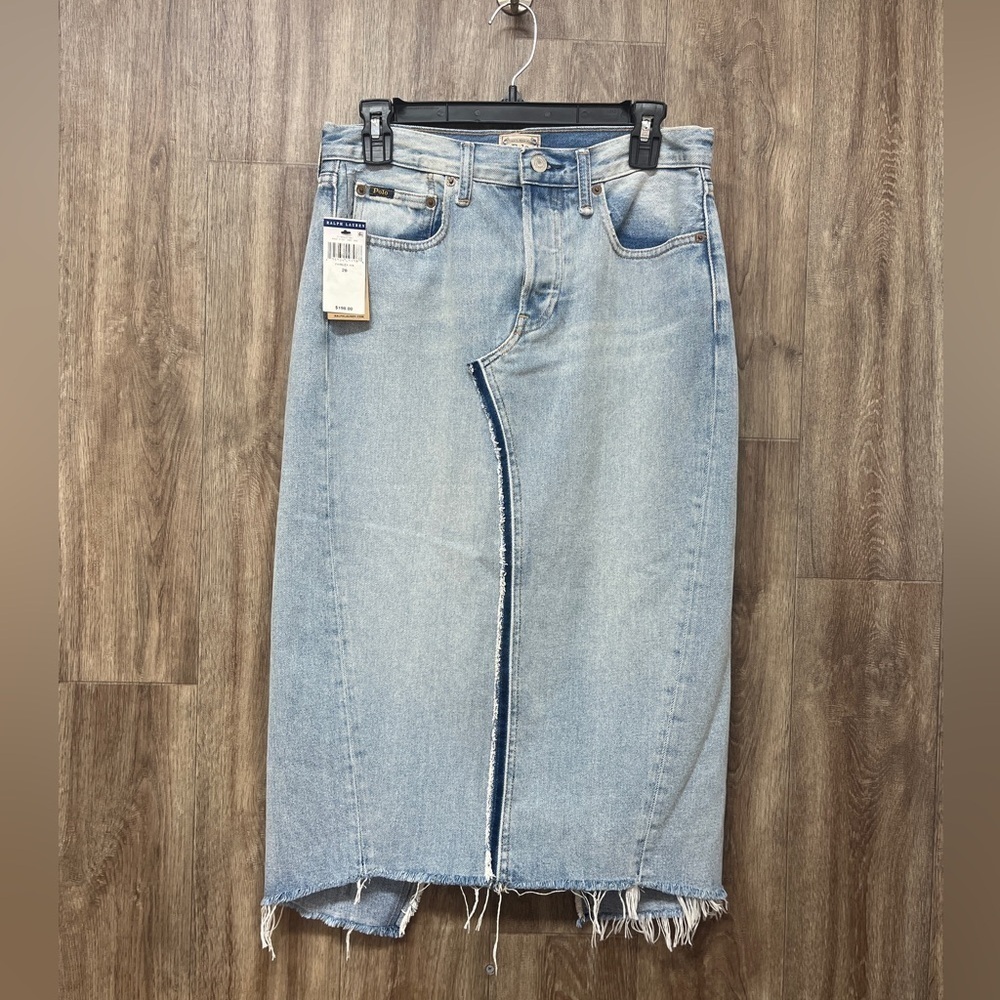 Polo Ralph Lauren Phinley High-Rise Distressed Denim Skirt
